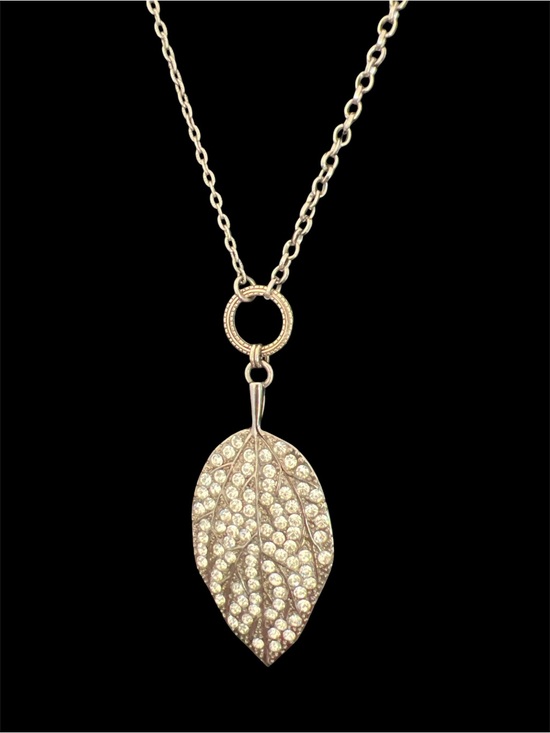 Cookie Lee Jewelry - Cookie Lee Gold-Tone Crystal Leaf Pendant Necklace leaf is 3” long